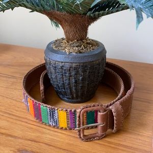 Colorful cotton & leather belt